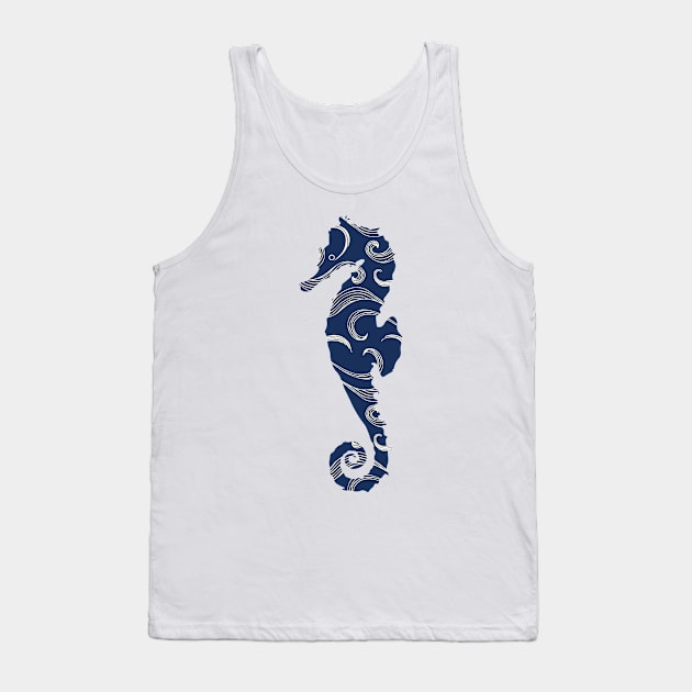 Navy seahorse Tank Top by AquaMockingbird